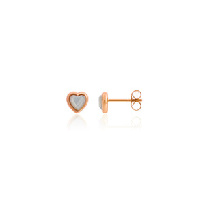 Mini Heart Birthstone Stud Earrings (Rose Gold)