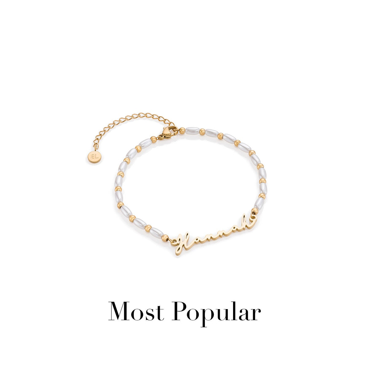 Pearl Chain Signature Name Bracelet