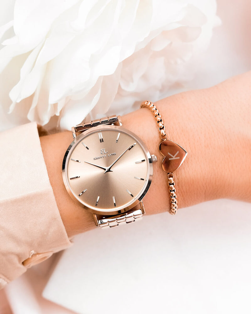 Initial Heart Bracelet (Rose Gold)