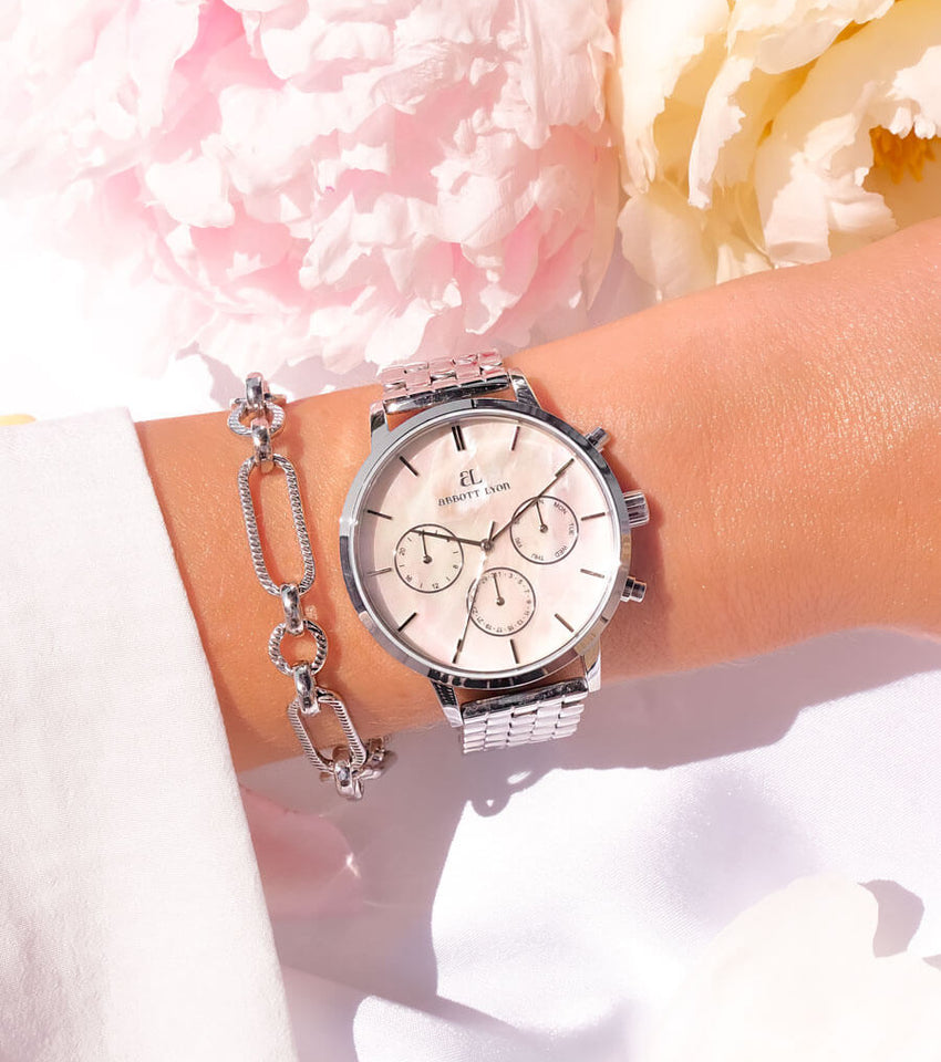 Silver Pearl Link Nueva 40 Watch