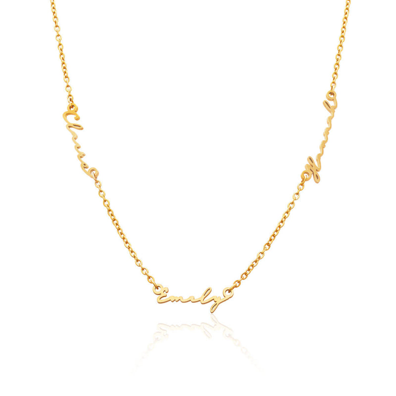Triple Signature Name Necklace (Gold)