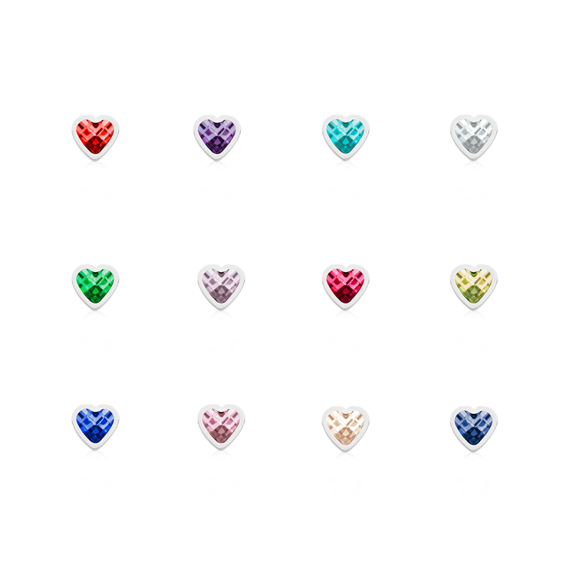 Made Mine Charms - Heart Birthstone Charms (Silver)