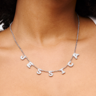 Spotlight Pave Bubble Name Necklace (Silver)