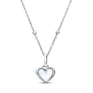 White Quartz Heart Necklace (Silver)