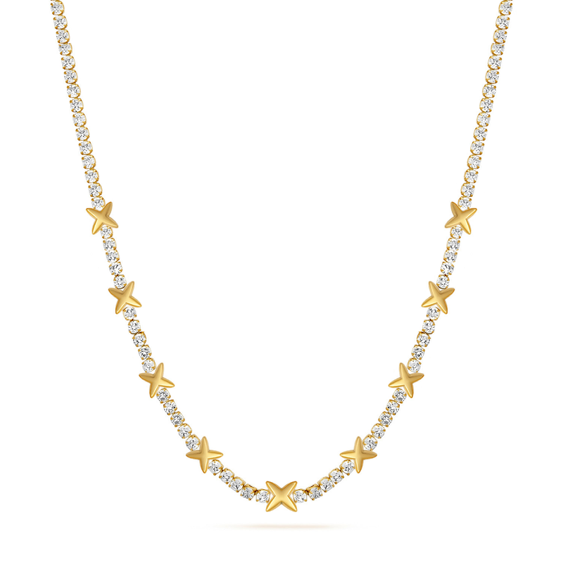 Crystal Fixed Charm Necklace (Gold)