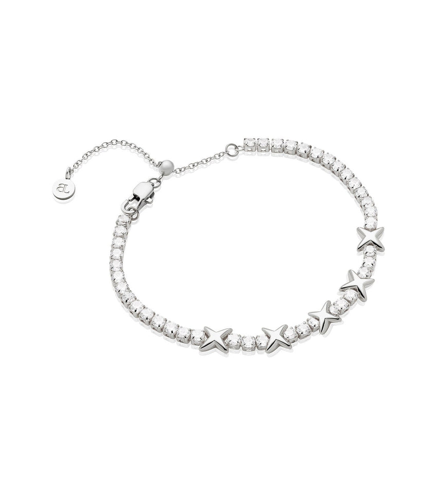 Crystal Fixed Charm Bracelet (Silver)