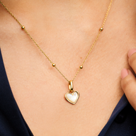 White Quartz Heart Necklace & Bracelet Set (Gold)