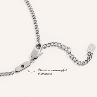 Intersection Curb Chain Birthstone Necklace (Silver)