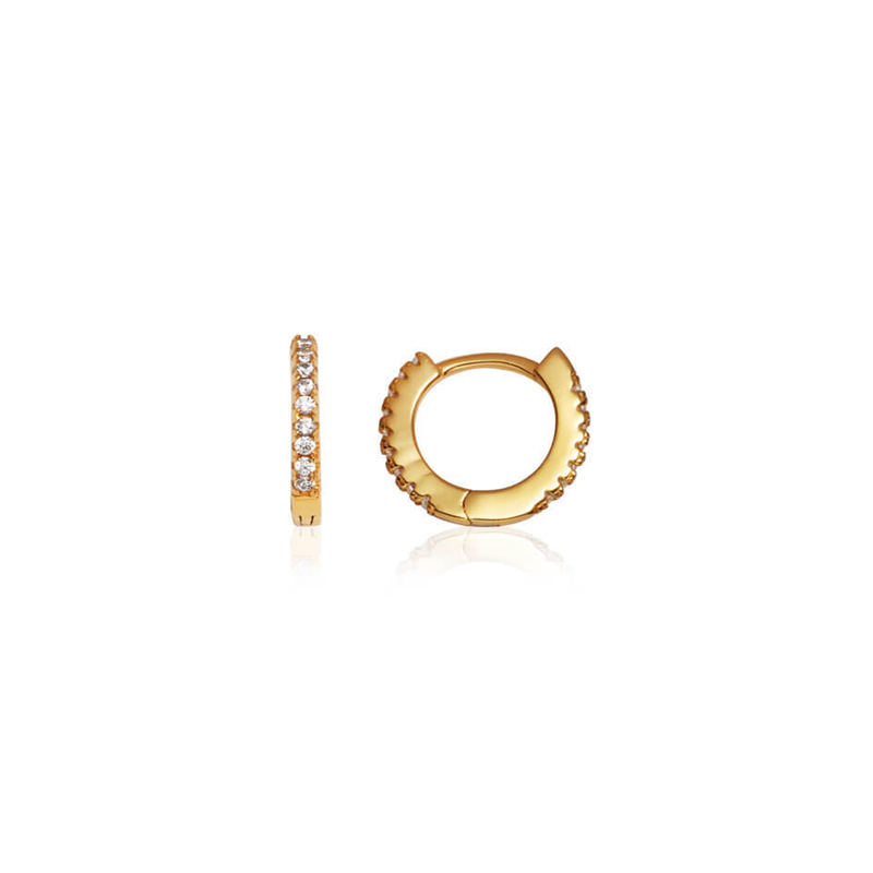 Moon and Back Star Huggie Earring Set (Gold)