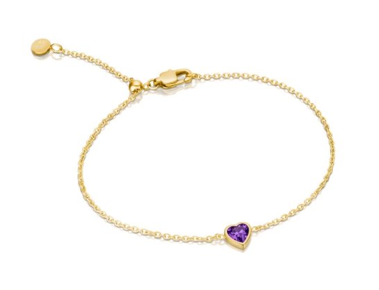 Mini Heart Birthstone Bracelet (Gold)