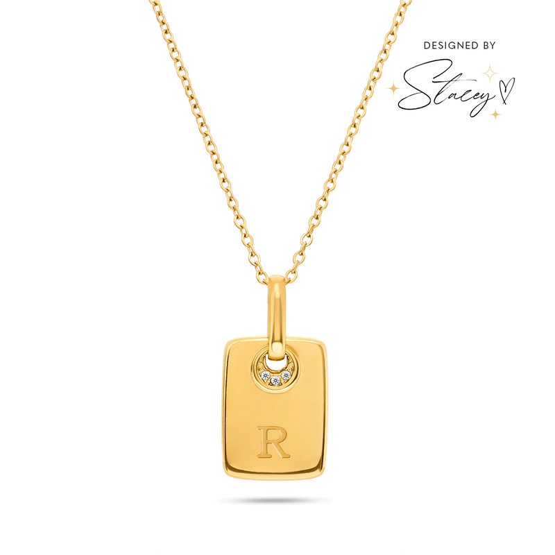 Mini Written In The Stars Initial Tag Necklace (Gold)