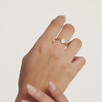 Crystal Heart & Pearl Clover Ring Bundle (Gold)