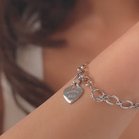 Heart Token Oval Bracelet (Silver)