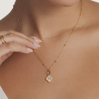 Engravable Clover & Birthstone Necklace (Gold)