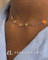 Custom Colour Enamel Name Necklace (Gold)