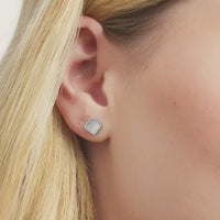 Mini Pearl Clover Stud Earrings (Silver)