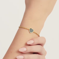 Black Enamel Heart  Bracelet (Gold)