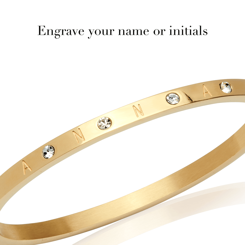 Custom Crystal Name Bangle (Gold) - Main Image