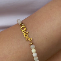 Birthstone Beaded Name Bracelet (Gold)