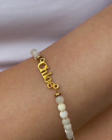 Birthstone Beaded Name Bracelet (Gold)