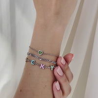 Custom Enamel Name Bracelet (Silver)