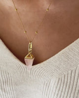 Rose Quartz Prism Pendant (Gold)