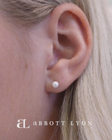 Sterling Silver Pearl Stud Earrings (Gold)