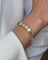 White Quartz Custom Beaded Bracelet (Gold)