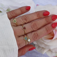Mini Heart Birthstone Ring (Gold)