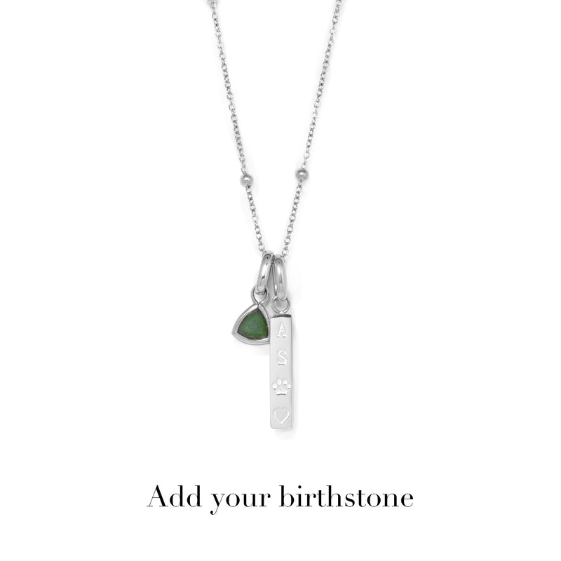 Custom Stamped Bar Pendant Necklace (Silver)