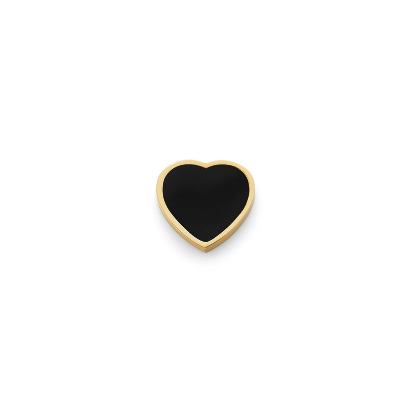 Black Enamel Heart Charms (Gold) - Plain