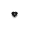 Black Enamel Heart Charms (Silver) - Initials