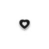 Black Enamel Heart Charms (Silver) - Heart