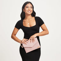 Blush Pink Quilted Envelope Clutch