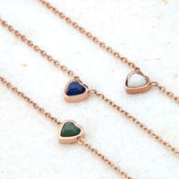 Mini Heart Birthstone Necklace (Rose Gold)