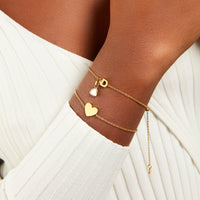 Birthstone & Little Luxe Letter Bracelet (Gold)