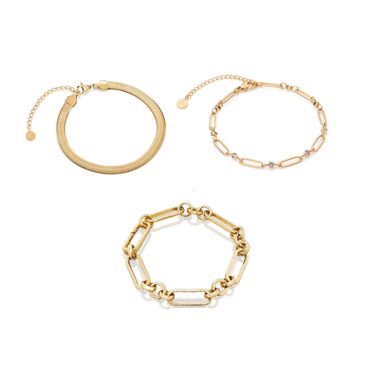Figaro & Snake Chain Bracelet Bundle (Gold) – Abbott Lyon