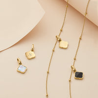 Rose Quartz Clover & Initial Necklace (Gold)