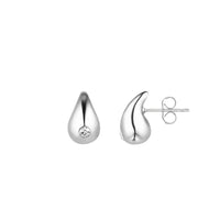 Crystal Teardrop Stud Earrings (Silver)