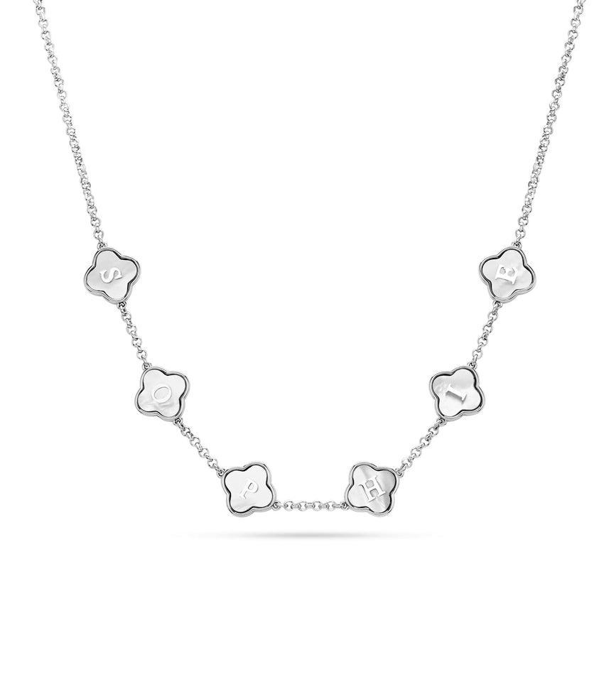 Clover Custom Name Necklace (Silver)