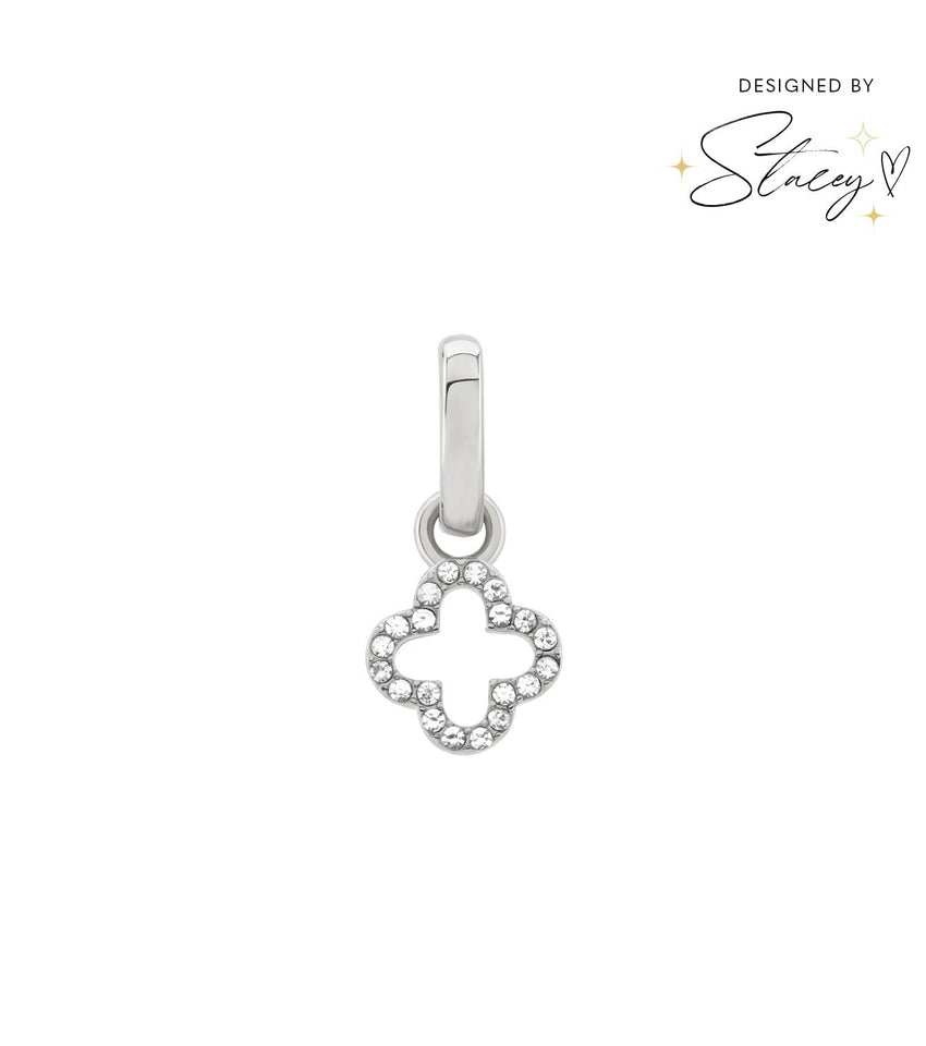 Stacey's Stories Crystal Clover Charm (Silver)