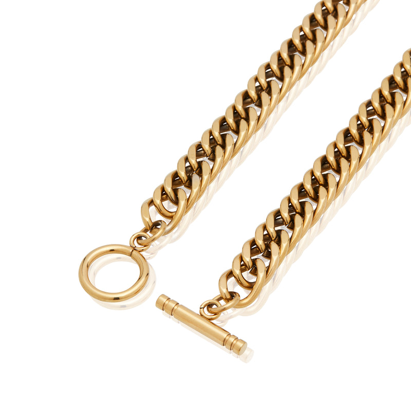 Heart Curb Chain Necklace (Gold)