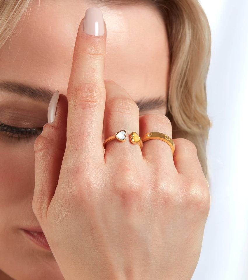 Custom Heart Birthstone Ring (Gold)