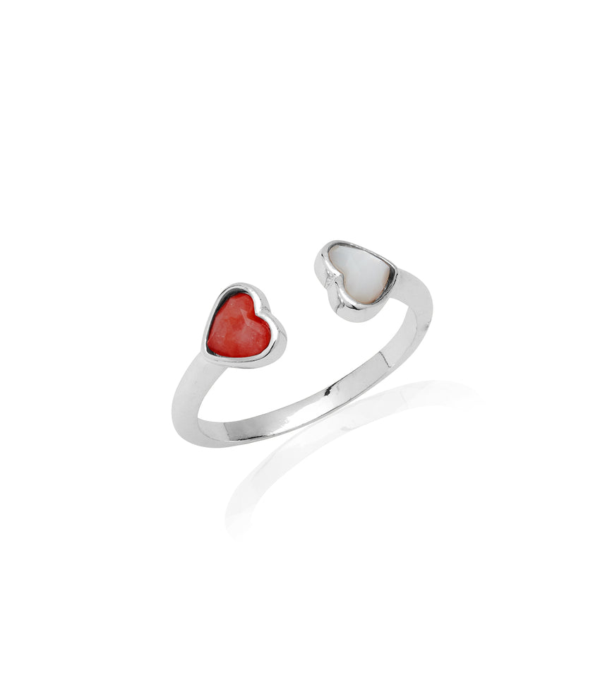 Custom Heart Birthstone Ring (Silver)