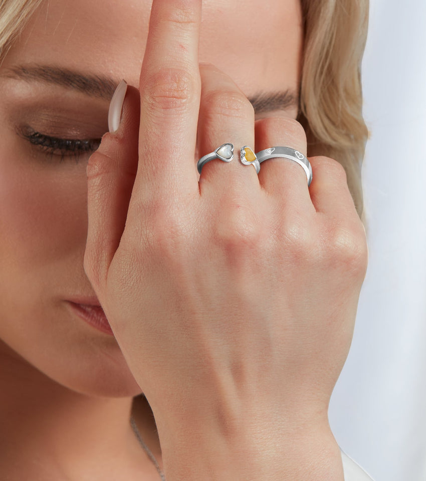 Custom Heart Birthstone Ring (Silver)