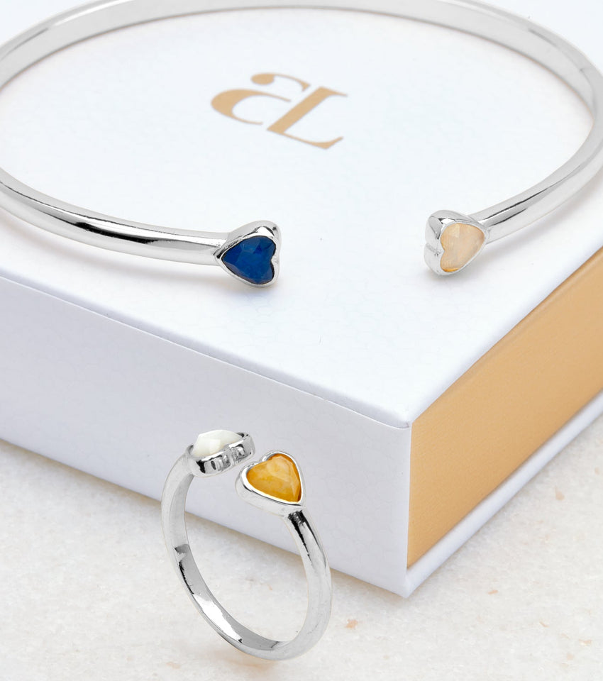 Custom Heart Birthstone Ring (Silver)