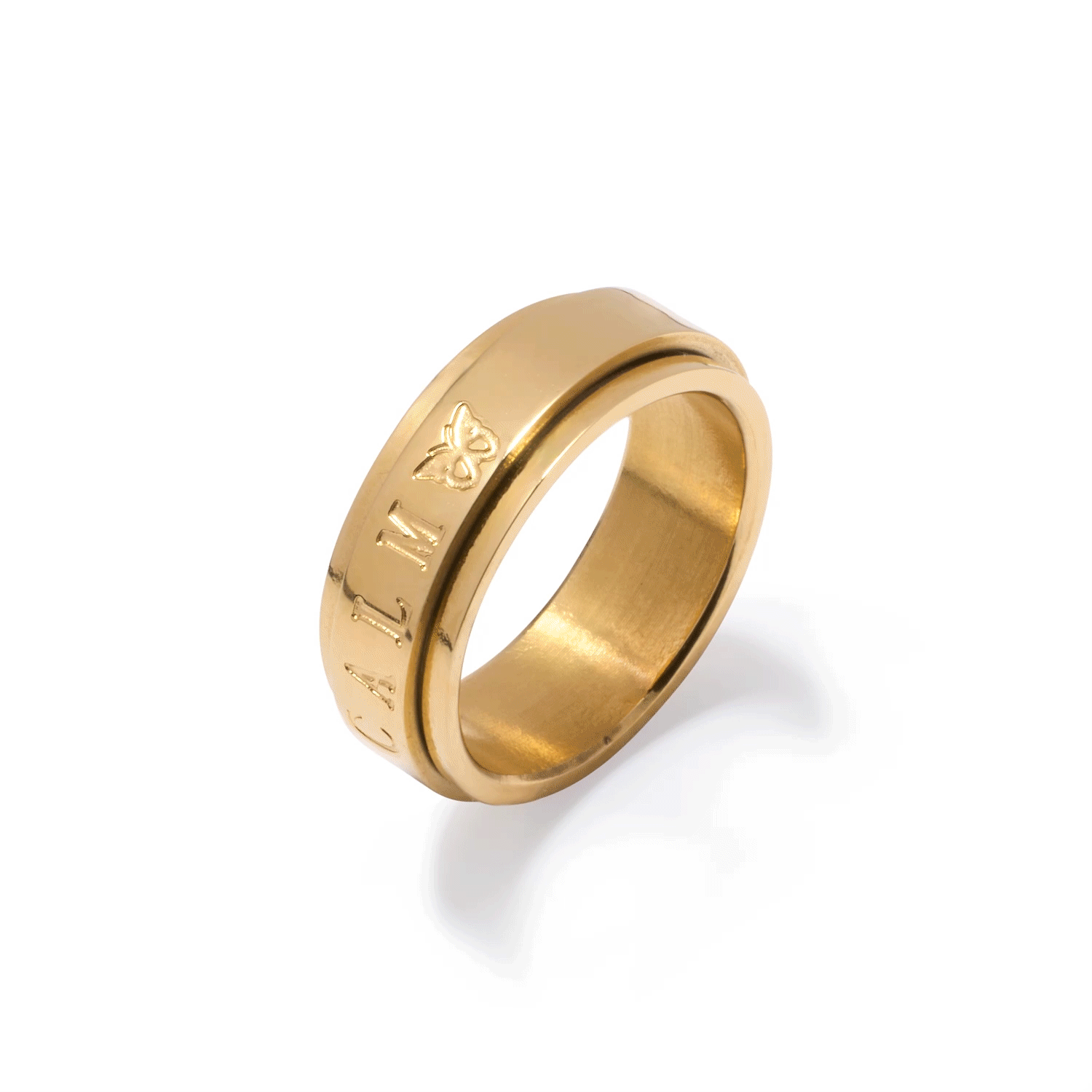 Custom Stamped Name Fidget Ring (Gold)