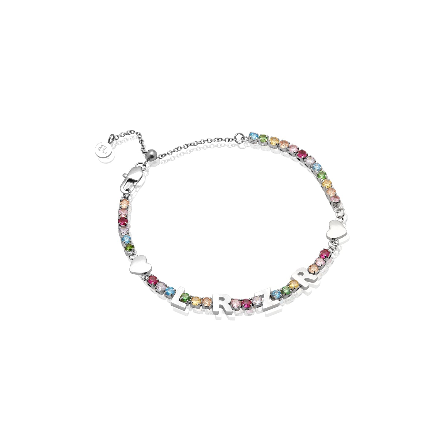 Custom Name Rainbow Tennis Bracelet (Silver)