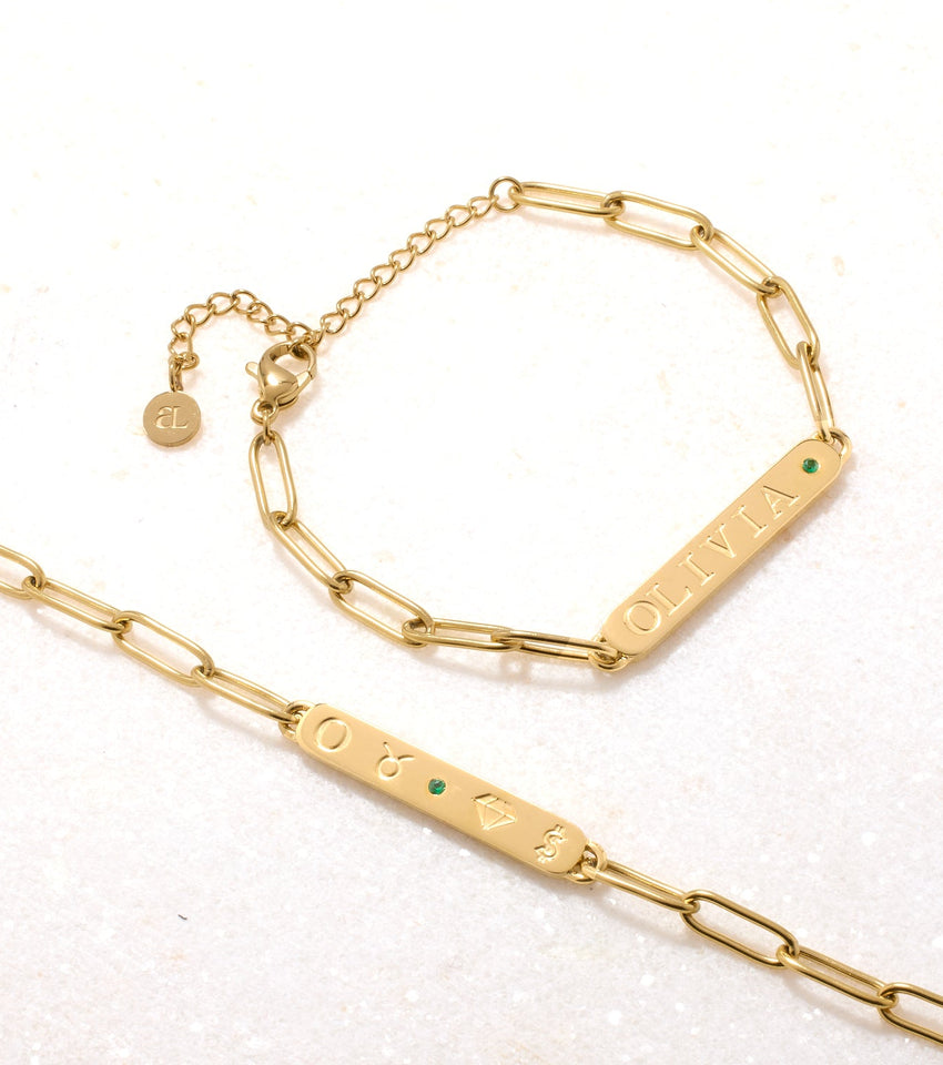 Custom Stamped Bar Bracelet (Gold)