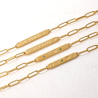 Custom Stamped Bar Necklace (Gold)